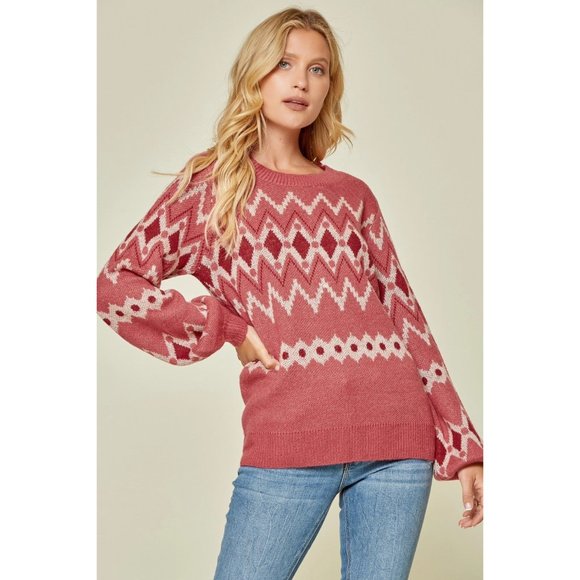 ANDREE BY UNIT Sweaters - Andree By Unit Geometric Sweater, Marsala NWT